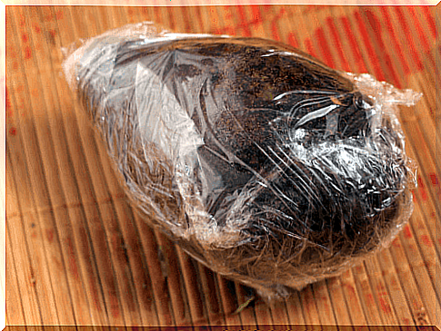 Avocado wrapped in plastic wrap