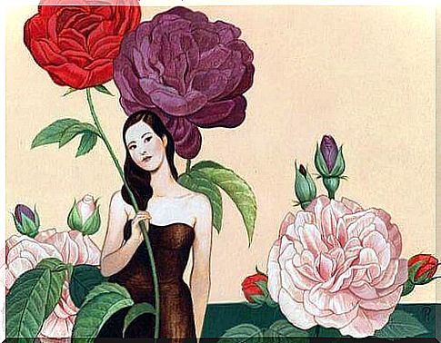 woman with roses