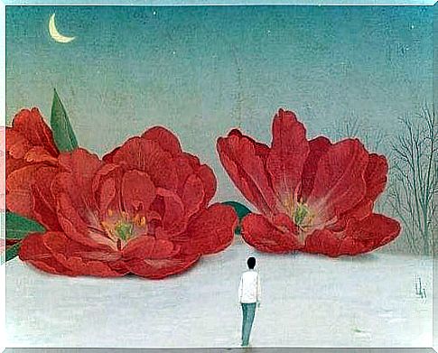 flowers and the moon