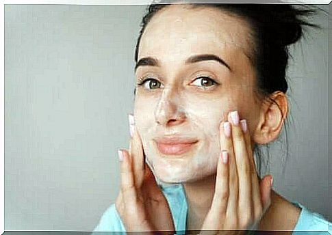 Woman uses cream with peptides