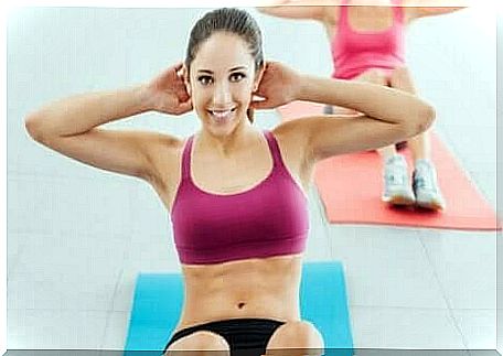 Women doing crunches