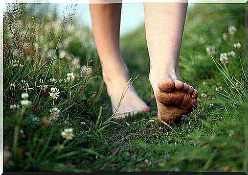 bare feet in the grass