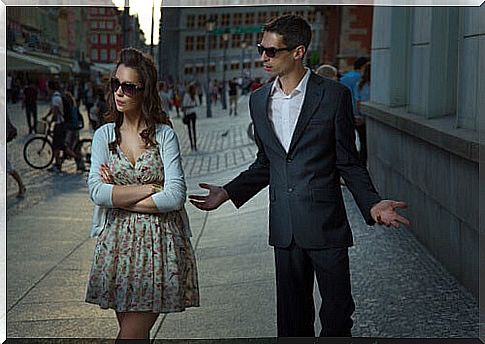 Couple arguing in the street