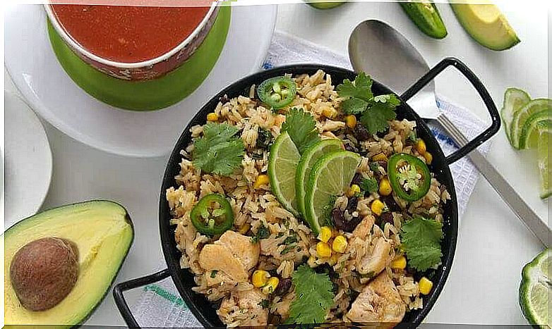 Rice dish with green rice